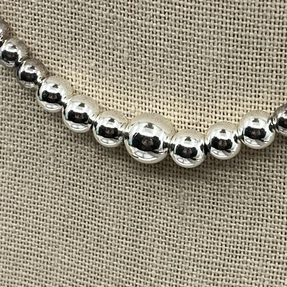 Vintage Sterling Silver Graduated Bead Necklace – 16" – 13.5g - Picture 3 of 16